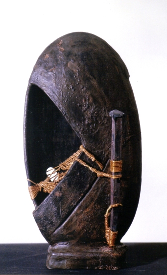 Terracotta ingobbiata, corda, filo, ottone chiodo forgiato a mano – 1997 - Cm 9x22x37